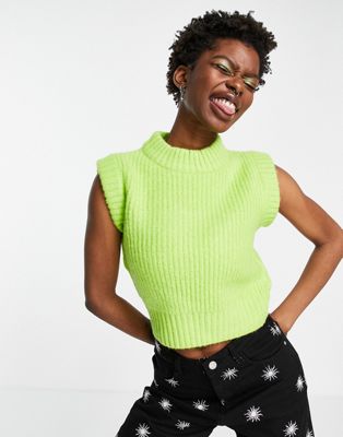 COLLUSION knitted ribbed sleeveless tank in lime