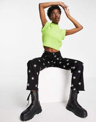 COLLUSION knitted ribbed sleeveless tank in lime