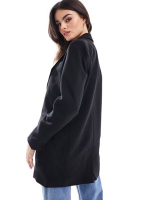 ASOS DESIGN new perfect long line shape blazer in black