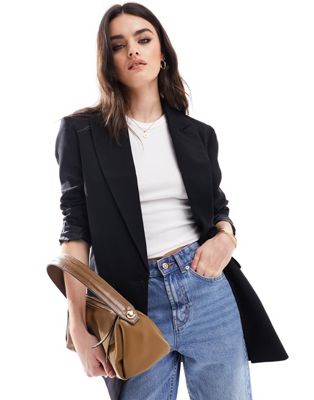 ASOS DESIGN new perfect long line shape blazer in black