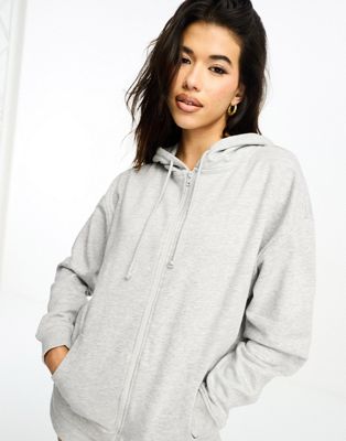 HIIT oversized zip through hoodie in gray heather