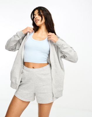 HIIT oversized zip through hoodie in gray heather
