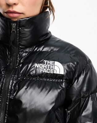 The North Face Nuptse cropped down jacket in black