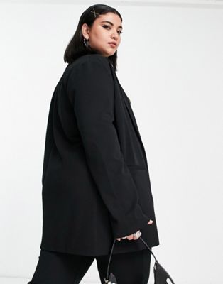 ASOS DESIGN Curve jersey slouchy suit blazer in black