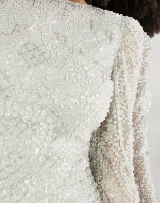 ASOS EDITION tonal crystal placement embellished body-conscious mini dress in pale gray