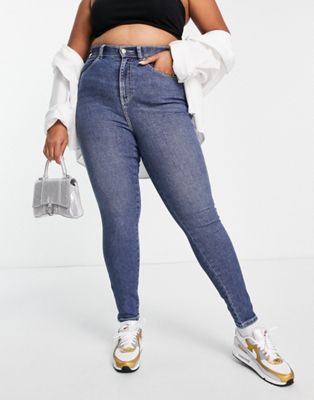 Dr Denim Plus Moxy skinny jeans in mid wash blue