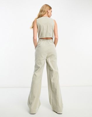 ASOS DESIGN button up jumpsuit in stripe