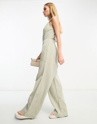 ASOS DESIGN button up jumpsuit in stripe