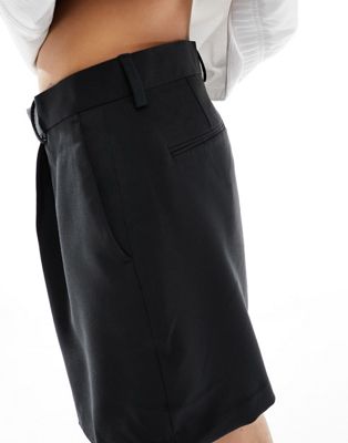 ASOS DESIGN smart cropped bermuda shorts in black