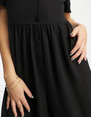 ASOS DESIGN short sleeve tea jumpsuit in black