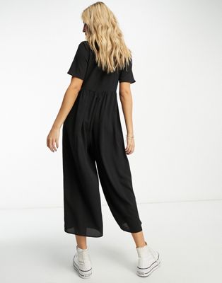 ASOS DESIGN short sleeve tea jumpsuit in black