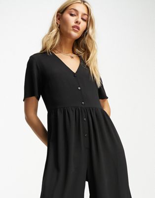 ASOS DESIGN short sleeve tea jumpsuit in black
