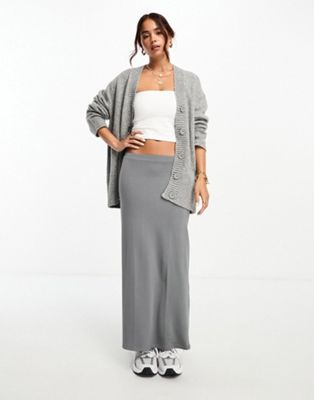 ASOS DESIGN boyfriend cardigan with button front in gray