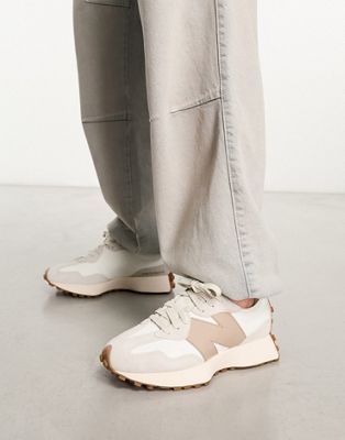 New Balance 327 sneakers in white & tan