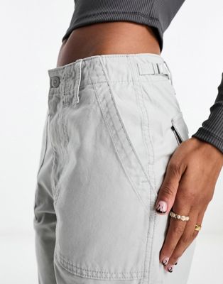 ASOS DESIGN clean cargo pants with tab detail in light gray