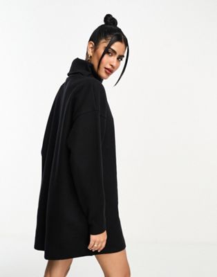 ASOS DESIGN super soft volume sleeve turtle neck mini sweater dress in black