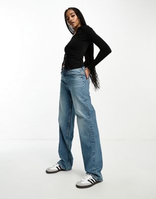 ASOS DESIGN Tall baggy boyfriend jean in mid blue