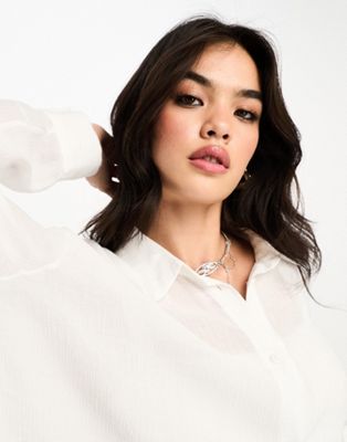Bershka oversized cotton shirt in white - part of a set