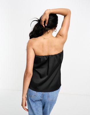River Island satin bandeau top in black