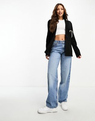 ASOS DESIGN Tall jersey slouchy suit blazer in black