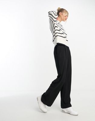 Mango crew neck striped sweater in navy