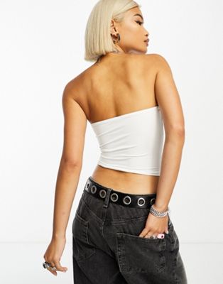 Bershka 2 pack bandeau tops in black & white