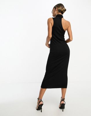 ASOS DESIGN halter shoulder midi dress in black