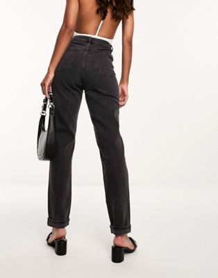 ASOS DESIGN slim mom jeans in washed black
