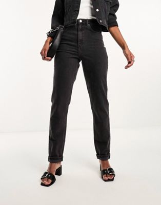 ASOS DESIGN slim mom jeans in washed black