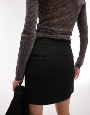 Topshop tailored side split mini skirt in black