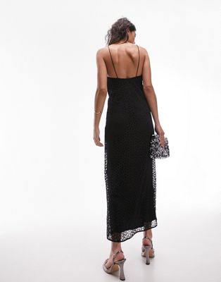 Topshop cross front midi dress in black