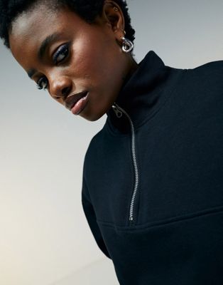 ASOS DESIGN half zip sweatshirt in black